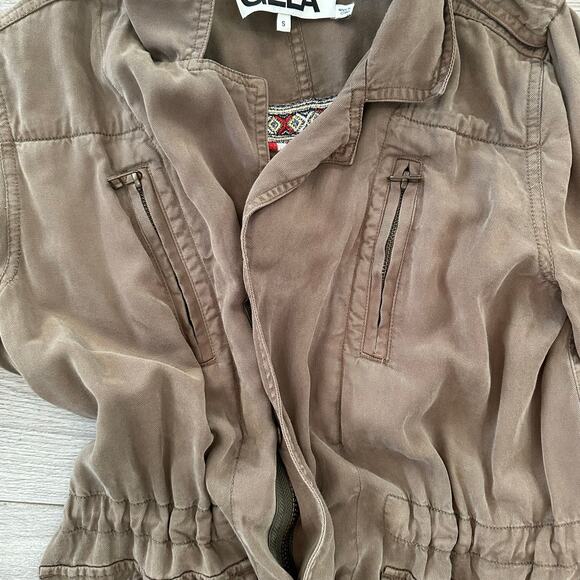 Pam & Gela Designer Brown Soft Knit Aztec Embroidered Jacket Size S - Picture 4 of 7